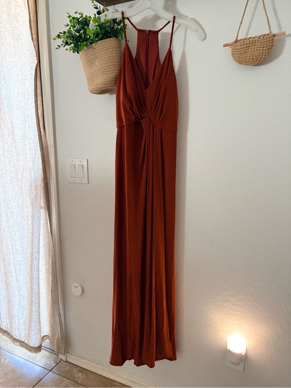 David's Bridal Rust Red Maxi Dress